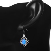 Synthetic Opal Celtic Knot Silver Earrings - e384